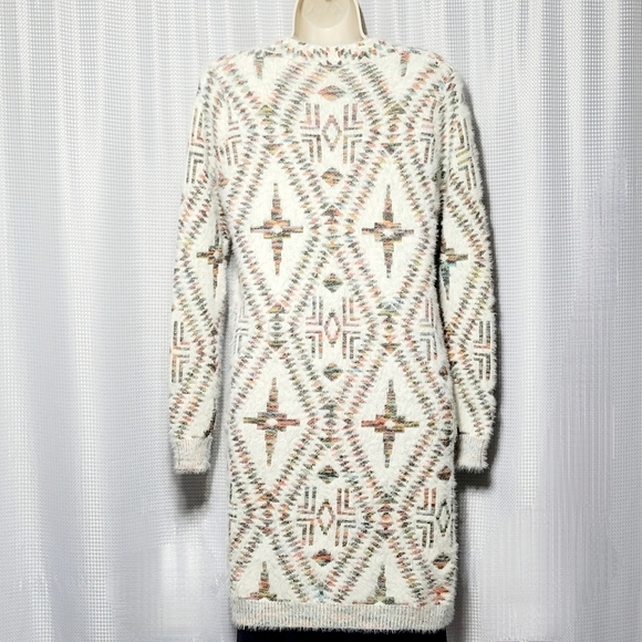 OCEANUS Southwestern Knit Open Front Cardigan Duster Soft & Cozy (S) - Picture 5 of 12